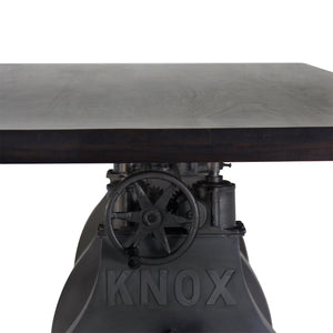 KNOX Adjustable Communal Dining Table - Industrial Crank 120 X 48" Ebony - Rustic Deco Incorporated