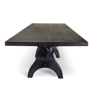 KNOX Adjustable Communal Dining Table - Industrial Crank 120 X 48" Ebony - Rustic Deco Incorporated