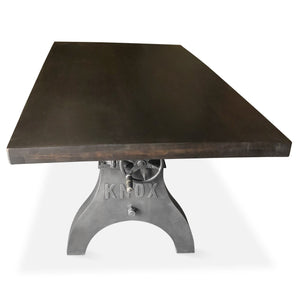 KNOX Adjustable Dining Table - Embossed Cast Iron Base - Ebony Top - Rustic Deco Incorporated