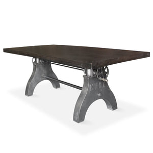 KNOX Adjustable Dining Table - Embossed Cast Iron Base - Ebony Top - Rustic Deco Incorporated