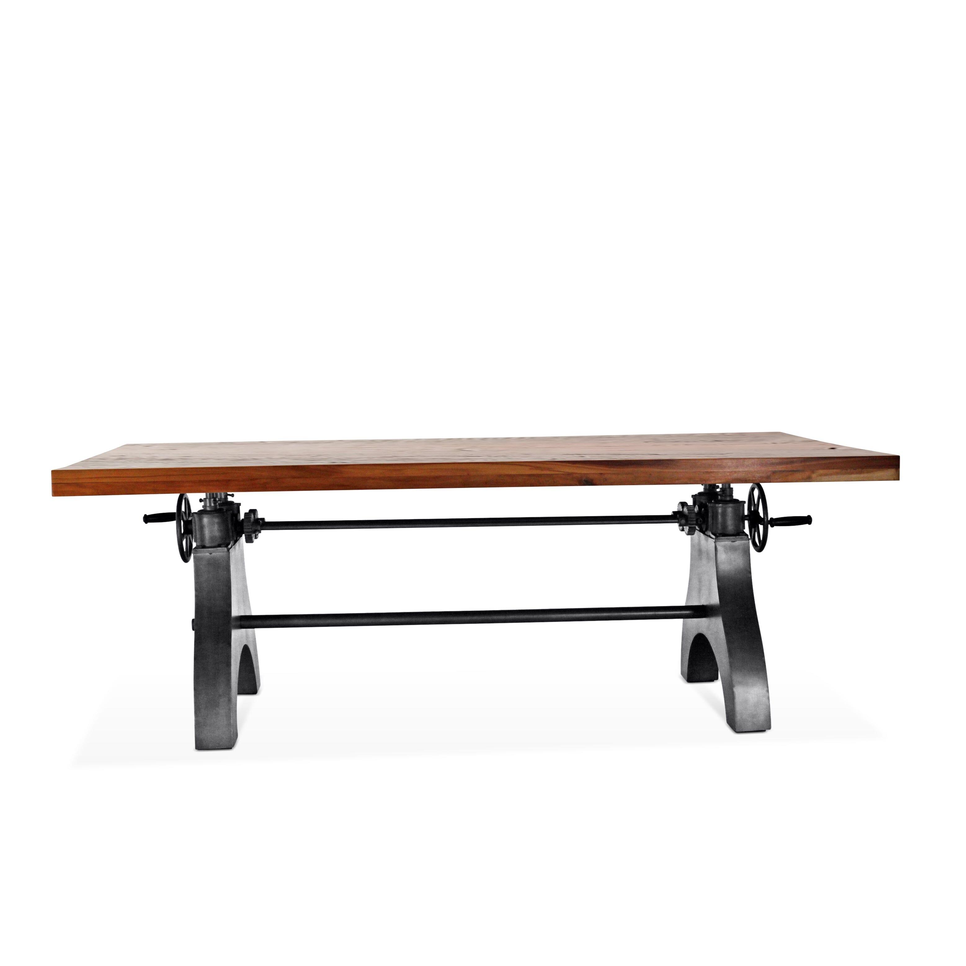 KNOX Adjustable Height Dining Table - Steel Base - Rustic Mahogany ...