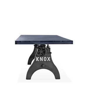KNOX Adjustable Height Dining Table - Cast Iron Crank Base - Gray Top Dining Table Rustic Deco