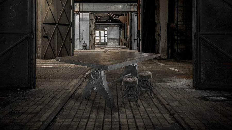 KNOX Adjustable Height Industrial Crank Dining Table Base Desk - Cast Iron DIY Rustic Deco