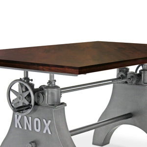 KNOX Adjustable Writing Table Desk - Adjustable Cast Iron - Walnut Top - Rustic Deco