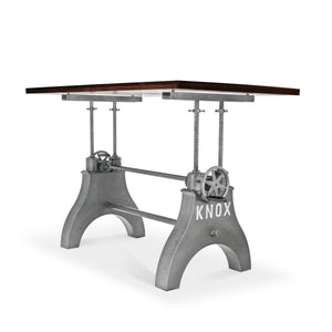 KNOX Adjustable Writing Table Desk - Adjustable Cast Iron - Walnut Top - Rustic Deco