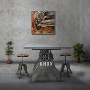 KNOX Adjustable Writing Table Desk - Embossed Cast Iron Base - Pewter Gray - Rustic Deco