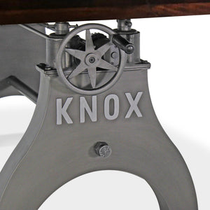 KNOX Adjustable Writing Table - Embossed Cast Iron Base - Dark Walnut - Rustic Deco