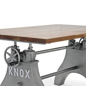 KNOX Adjustable Writing Table - Embossed Cast Iron Base - Natural - Rustic Deco