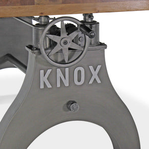 KNOX Adjustable Writing Table - Embossed Cast Iron Base - Natural - Rustic Deco