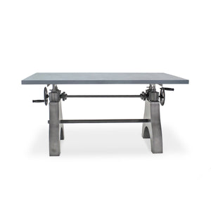 KNOX Adjustable Writing Table - Embossed Cast Iron Base - Pewter Gray - Rustic Deco