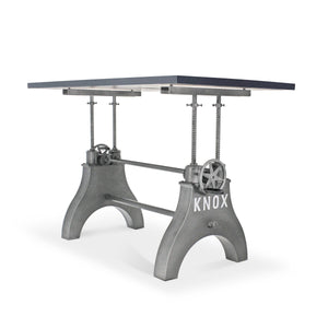 KNOX Adjustable Writing Table - Embossed Cast Iron Base - Pewter Gray - Rustic Deco