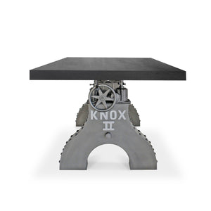 KNOX II Adjustable Dining Table - Embossed Cast Iron Base - Ebony Dining Table Rustic Deco