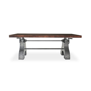 KNOX II Adjustable Dining Table - Embossed Cast Iron Base - Mahogany Dining Table Rustic Deco