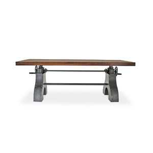 KNOX II Adjustable Dining Table - Embossed Cast Iron Base - Rustic Natural Dining Table Rustic Deco
