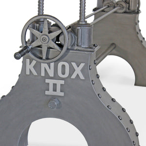 KNOX II Adjustable Dining Table - Embossed Cast Iron Base - Walnut Dining Table Rustic Deco