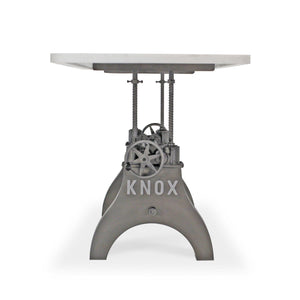 KNOX Industrial Writing Table Desk Base - Adjustable Height - White Marble - Rustic Deco Incorporated