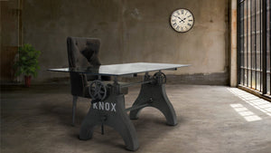 KNOX Industrial Writing Table Desk Base - Cast Iron Adjustable Height - DIY - Rustic Deco Incorporated