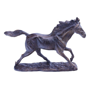 Large Galloping Horse Figurine - Metal Stallion Statue - Bronze Finish - Rustic Deco Incorporated