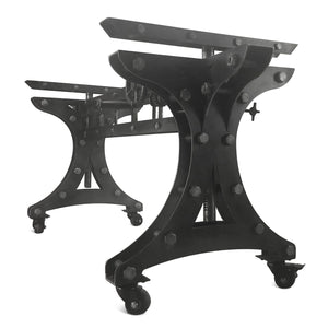 Longeron Industrial Adjustable Dining Table Base - Steel - Casters - DIY - Rustic Deco Incorporated