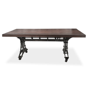 Longeron Industrial Dining Table - Adjustable - Casters - Rustic Mahogany - Rustic Deco Incorporated