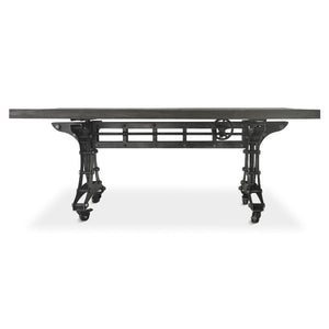 Longeron Industrial Dining Table - Adjustable - Casters - Weathered Gray - Rustic Deco Incorporated