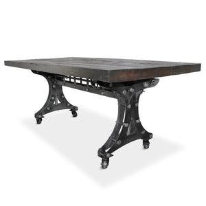 Longeron Industrial Dining Table - Adjustable Height - Casters - Rustic Ebony - Rustic Deco Incorporated