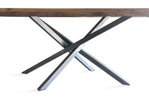 Mid-century Modern Industrial Dining Table - Crossed Leg - Pyramidal Truss - Rustic Deco Incorporated