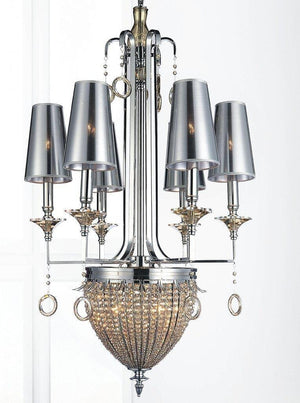 Modern Polished Chrome Crystal Chandelier - Handcrafted - Unique 46" - Rustic Deco Incorporated