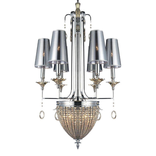 Modern Polished Chrome Crystal Chandelier - Handcrafted - Unique 46" - Rustic Deco Incorporated
