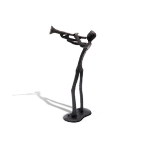 Musician Playing Horn Sculpture Figurine - Cast Iron - Abstract Art - Rustic Deco Incorporated