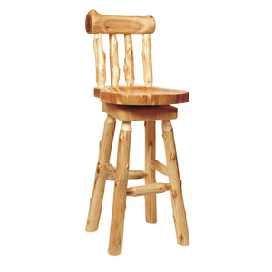 Natural Cedar Log Swivel Bar Stool with Back - 30" Bar Height - Standard Finish - Rustic Deco Incorporated