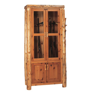 Natural Cedar Log Twelve Gun Cabinet - Standard Finish - Rustic Deco Incorporated