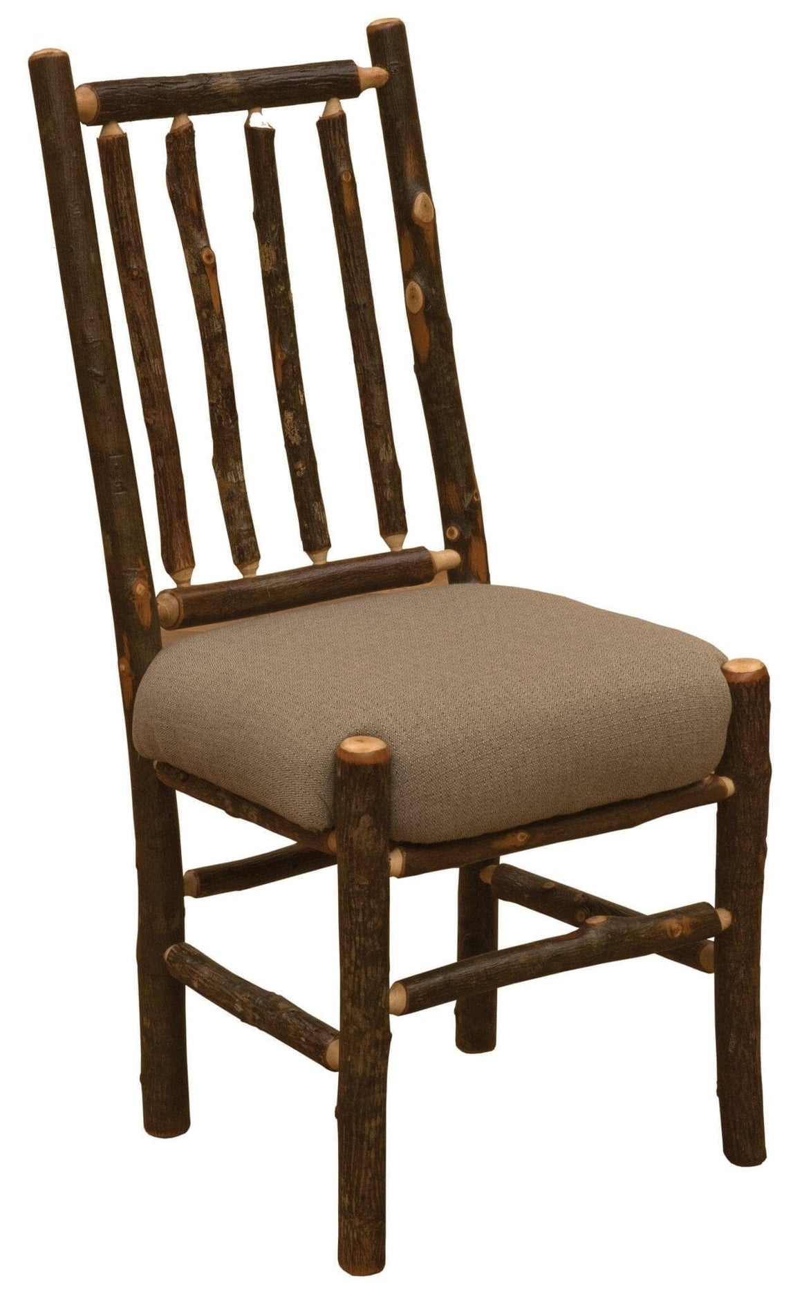 Natural Hickory Bistro Spoke Back Side Chair - Upholstered Seat - Rustic Deco Incorporated