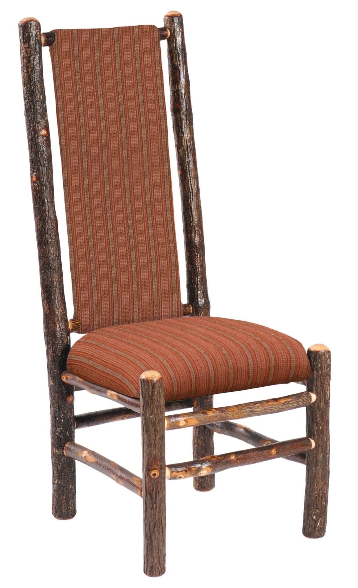 Natural Hickory High Back Upholstered Back Side Chair - Standard Finish - Rustic Deco Incorporated