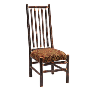 Natural Hickory Log High-back Spoked Chair Custom Upholstered - Rustic Deco Incorporated