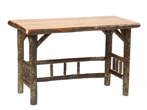 Natural Hickory Log Open Writing Desk - Authentic Custom Made USA - Rustic Deco Incorporated