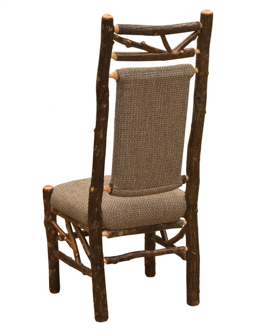 Natural Hickory Log Twig Upholstered Back Side Chair - Standard Finish - Rustic Deco Incorporated