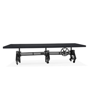 Otis Steel Communal Table - Adjustable Height - Iron Crank - Casters - Ebony Top DIY Rustic Deco