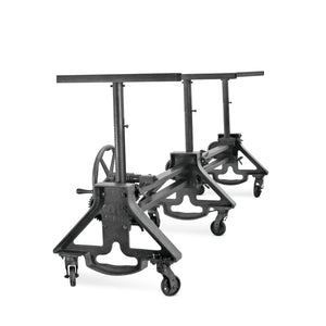 Otis Steel Communal Table Base - Adjustable Height - Iron Crank - Casters - DIY DIY Rustic Deco