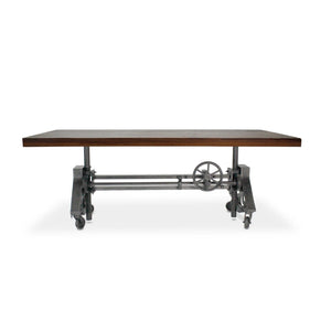 Otis Steel Dining Table - Adjustable Height - Iron Base - Casters - Rustic Natural - Rustic Deco Incorporated