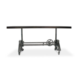 Otis Steel Dining Table - Adjustable Height - Iron Base - Casters - Ebony - Rustic Deco Incorporated