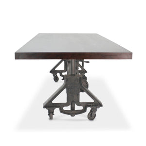 Otis Steel Dining Table - Adjustable Height - Iron Base - Casters - Ebony - Rustic Deco Incorporated