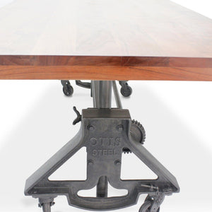 Otis Steel Dining Table - Adjustable Height - Iron Base - Casters - Provincial - Rustic Deco Incorporated