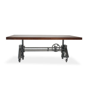 Otis Steel Dining Table - Adjustable Height - Iron Base - Casters - Provincial - Rustic Deco Incorporated