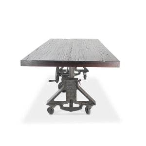 Otis Steel Dining Table - Adjustable Height - Iron Base - Casters - Rustic Ebony - Rustic Deco Incorporated