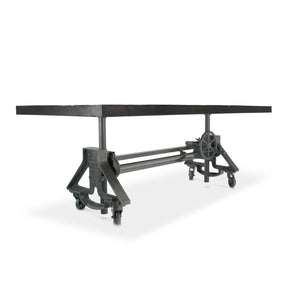 Otis Steel Dining Table - Adjustable Height - Iron Base - Casters - Rustic Ebony - Rustic Deco Incorporated