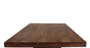 Otis Steel Dining Table - Adjustable Height - Iron Base - Casters - Walnut - Rustic Deco Incorporated