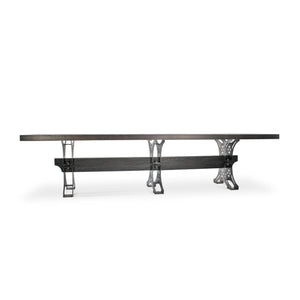 Pratt Truss Industrial Steel Communal Dining Table – Ebony Top 120” - Rustic Deco Incorporated
