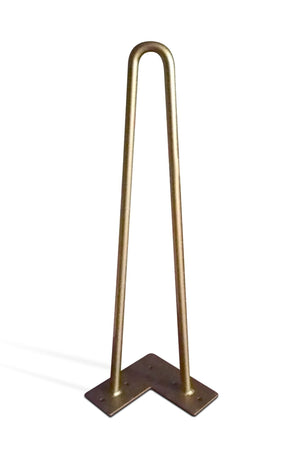 Premium 2 Rod Hairpin Legs - Brass 1/2" Diameter- Set of 4 - 16" Tall - Rustic Deco Incorporated