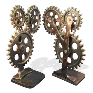 Premium Steampunk Bicycle Sprocket Bookends - Metal Cogs Gears - Pair - Rustic Deco Incorporated